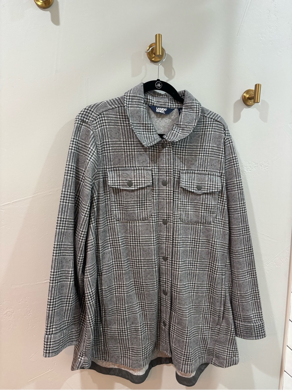 Lands' End Gray Plaid Button-Front Jacket